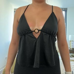 Haltered Silky Top with Tortoise O-Ring